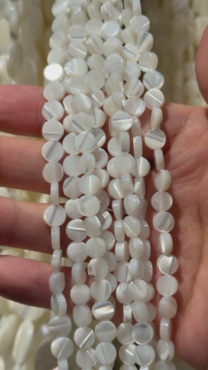 Fil de rond plat en nacre blanche