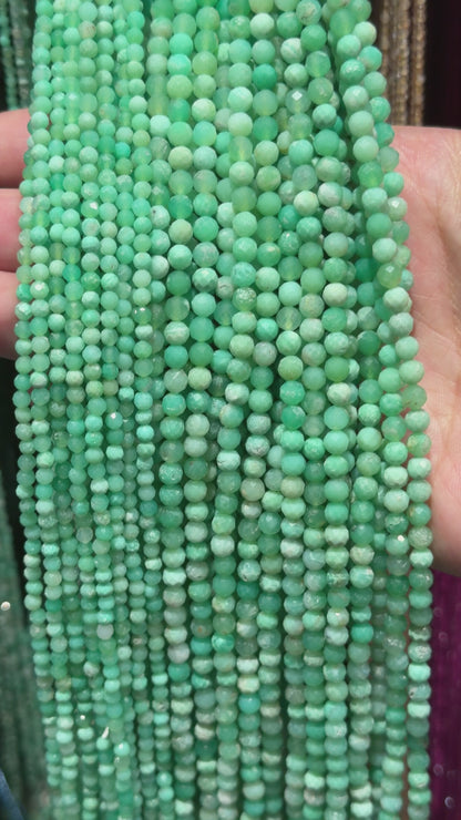 Fil de perles facettées Chrysoprase AAA