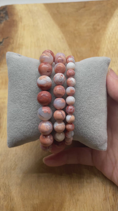 Bracelet Agate candy couleur saumon AA