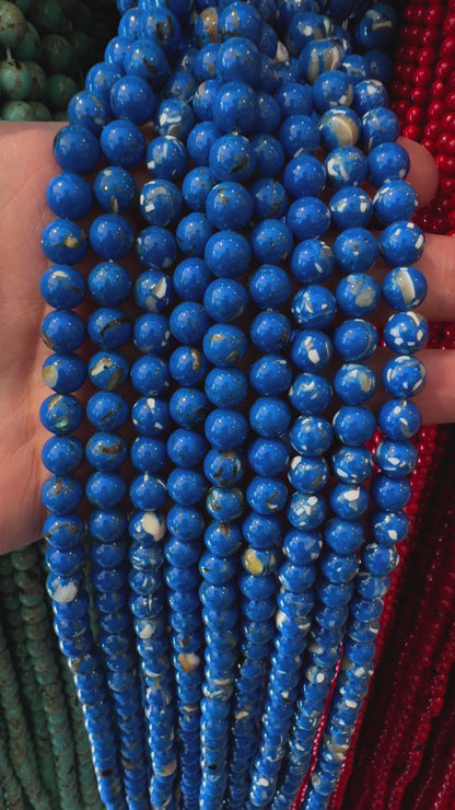 Fil de perle Howlite coquillage bleu foncé teinté