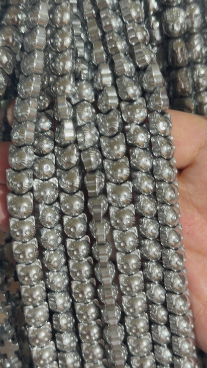 Fil de perle Hématite electroplaquée chat HEA-67 argentée RESTOCK