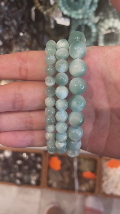 Bracelet Pierre de lune verte-Garniérite AA