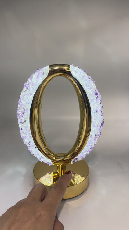 Lampe Ovale en Améthyste 21x14 cm – Rechargeable & Tactile