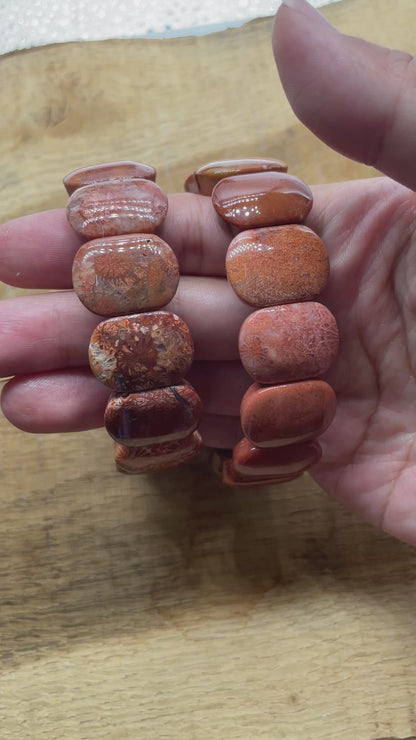 Bracelet Corail fossilisé A+ 15x20 mm (2 modèles disponible)