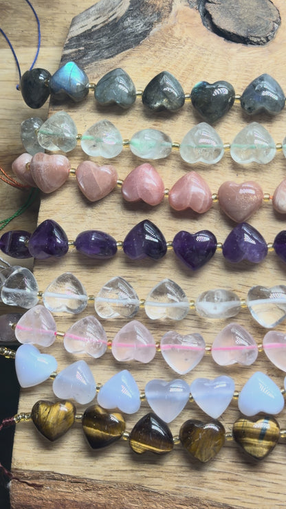 Fil de perle coeur 15 mm (8 pierres disponible)