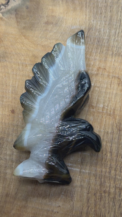 Figurine Aigle en Agate Botswana A+ 14x8 cm (modèle unique nº7)