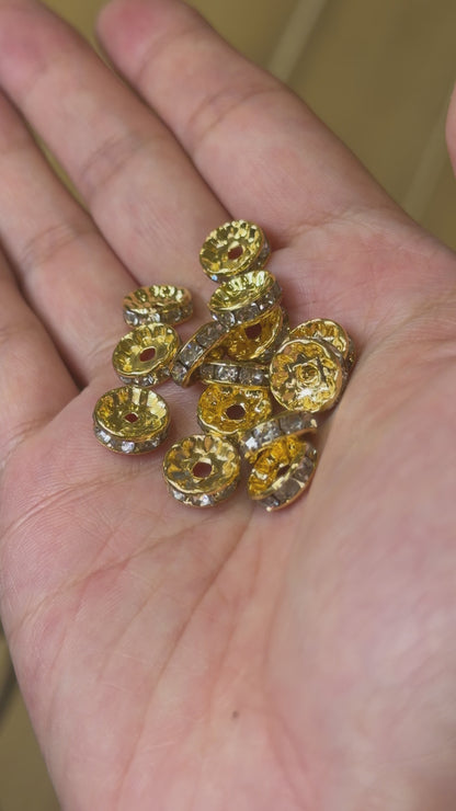 Lot de 100 breloques strass intercalaire PSD1 en cuivre doré