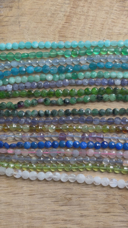 Fil de perle en rond plat facetté 4 mm (27 pierres disponible)
