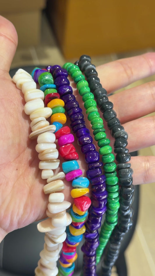 Fil de perles rondelles Nacre chauffée 8x5 mm (5 coloris disponible)
