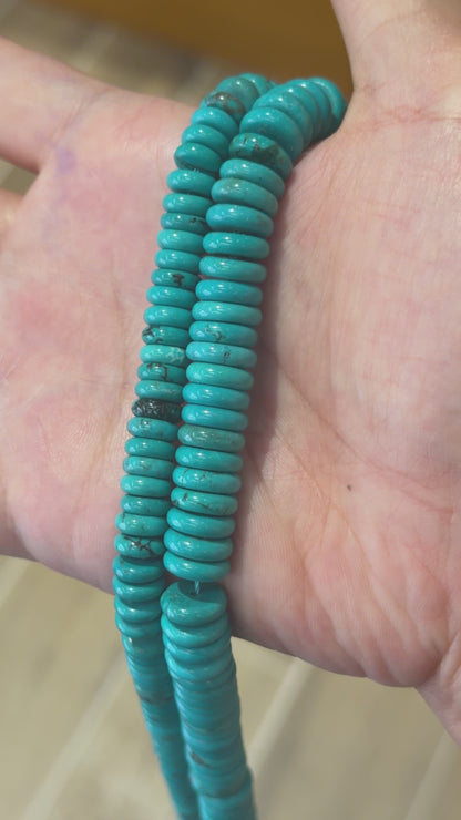 Fil de perles rondelle Turquoise de Chine
