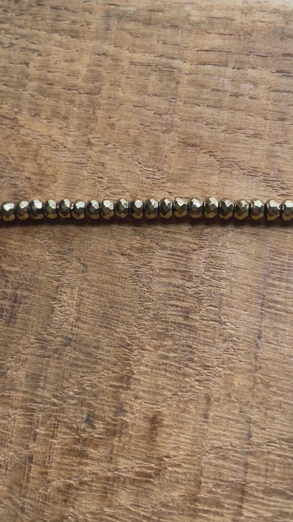 Fil de perle Hématite electroplaquée dorée 4 mm HED-10