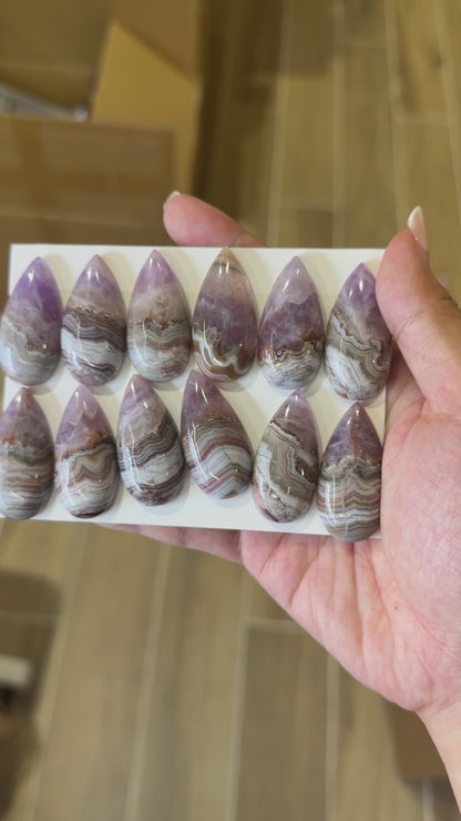 Lot de 12 pendentif Cabochon Goutte allongé Agate améthyste AAA 18x28