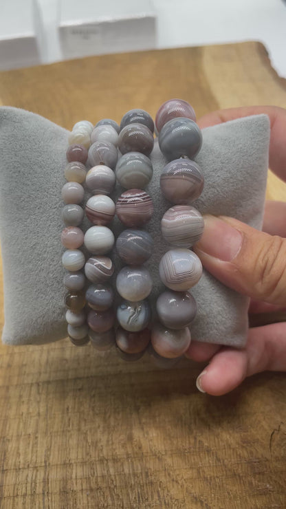 Bracelet Agate Botswana rose AA