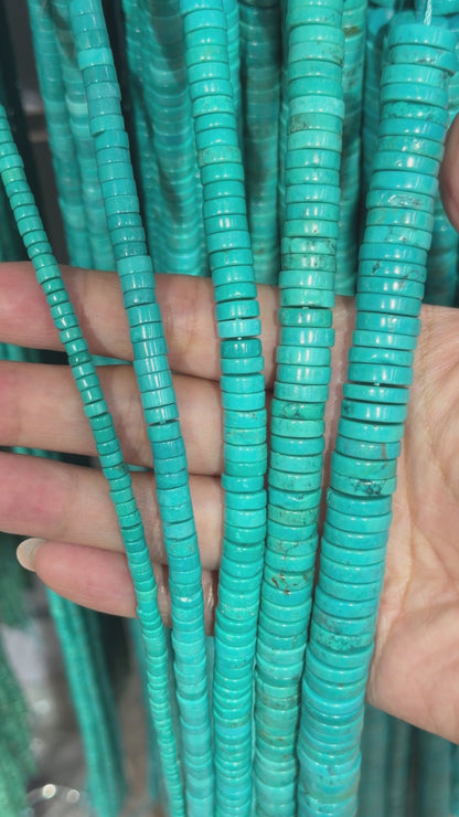 Fil de perles rondelles Heishi en Turquoise de Chine