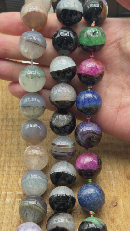 Fil de perle Agate 18 mm (3 pierres disponible)