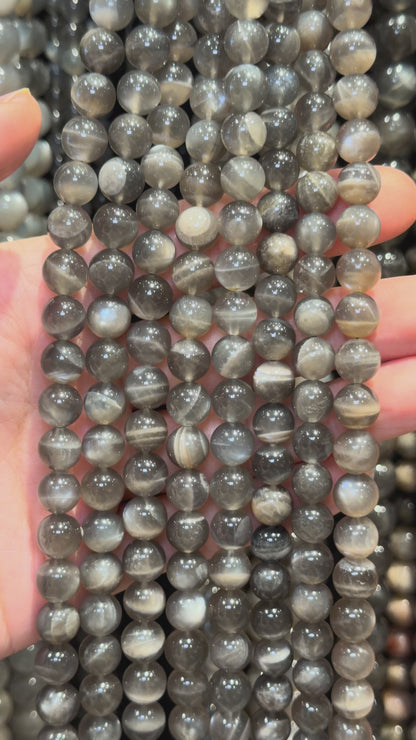 Strand of AAA Black Moonstone