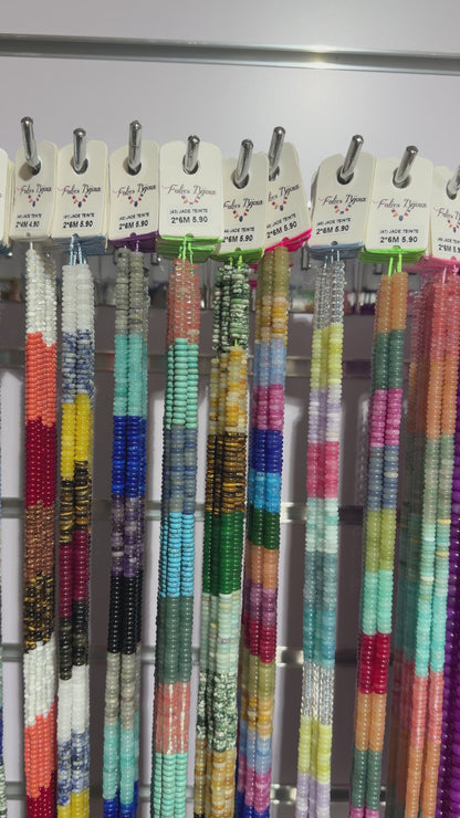 Fil de perle rondelles Jade teinté & pierre naturelle 2x6 mm (8 coloris disponible)