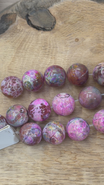 Fil de perle Jaspe rose veine chauffé 20 mm