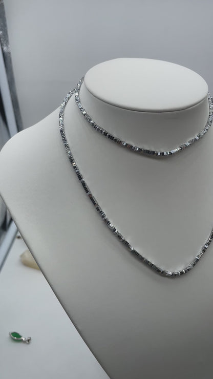 Collier sautoir 70 cm avec fermoir Hématite electroplaquée doré 3mm CHA-13