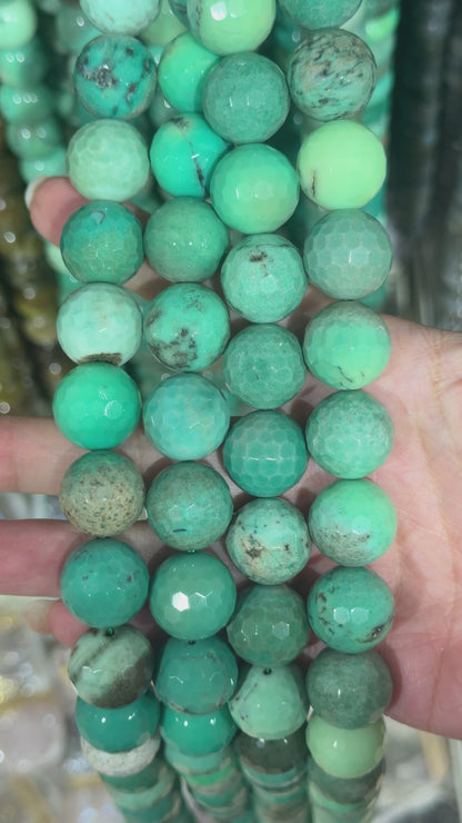 Fil de perles Agate verte chauffe facettée RONDELLE