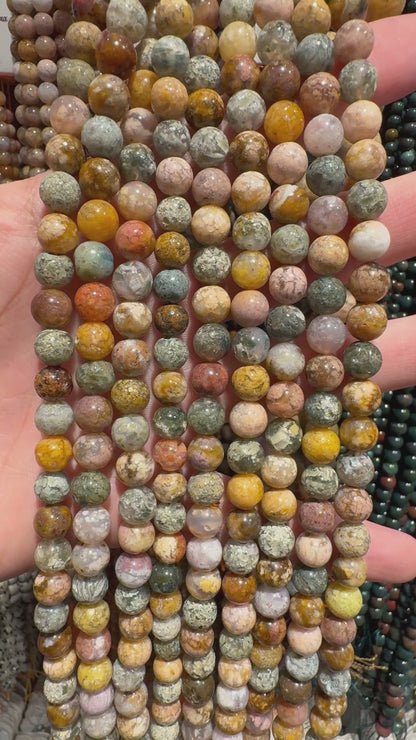 Fil de perle Jaspe océan foncé A