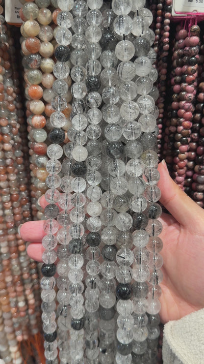 Fil de perle Quartz Tourmaline AAA