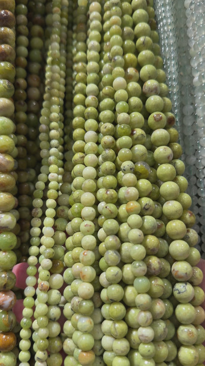 Fil de perle Opale verte de Madagascar A+