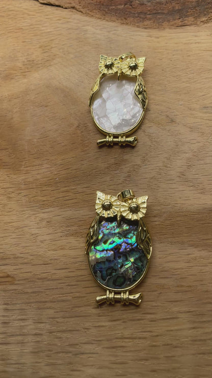 Pendentif hibou nacré/ormeau