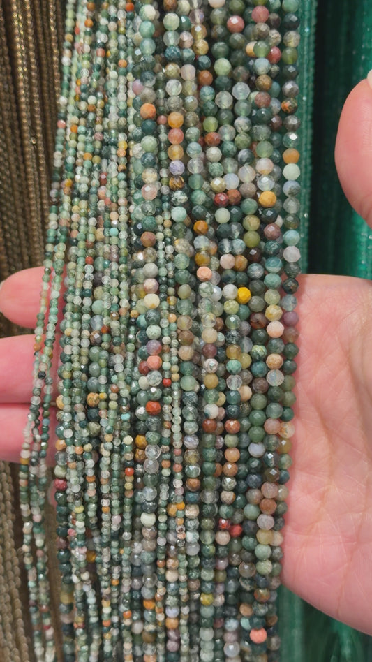 Fil de perles facettées Agate mousse A