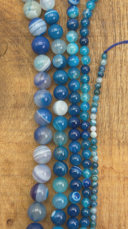 Fil de perle Agate bleue chauffée