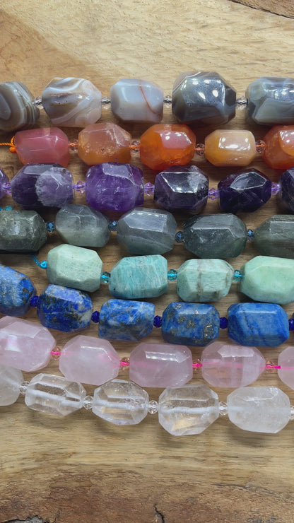 Fil de perle rectangle facetté en pierre naturelle 15x20 mm (8 pierres disponible)