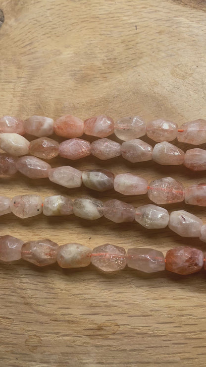 Fil de perle 10x12 mm en pierre de soleil