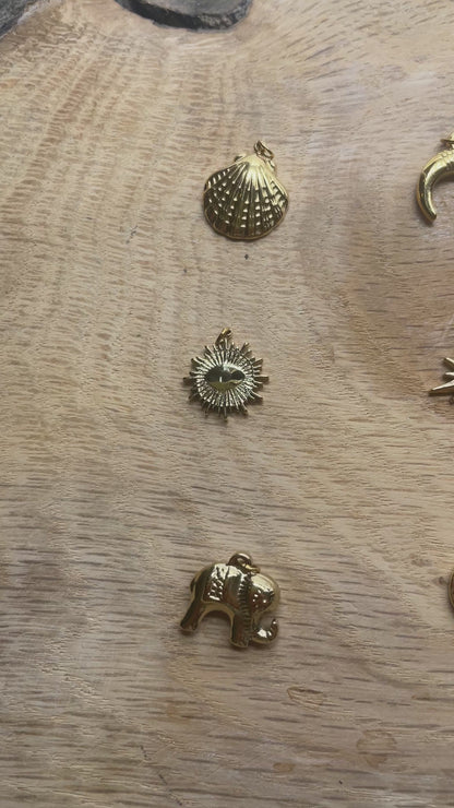 5 Breloques/Pendentifs en acier inoxydable dorée (9 modèles disponible)