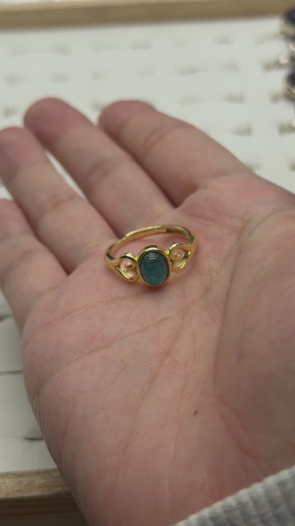 Bague en laiton rhodié doré & pierre naturelle (10 modèles réglables) #10