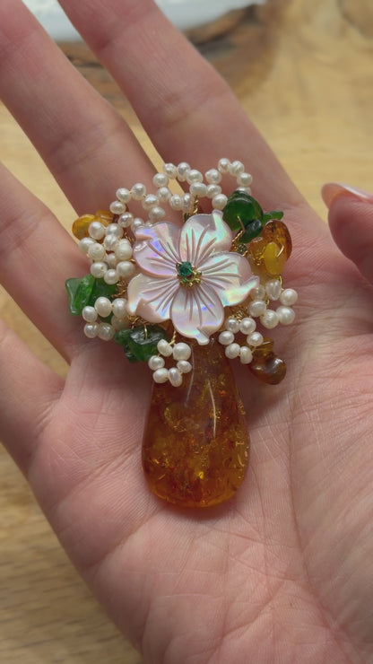 Broche Ambre baltique AAA 8x4 cm