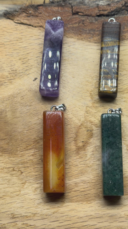 Pendentif rectangle cubique 14x50 mm (8 pierres disponible) (bélière  doré ou argenté incluse)