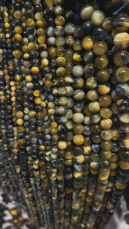 Fil de perle Oeil de Tigre Blanc AA