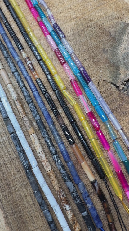 Fil de perles tubes 4x13 mm (8 pierres disponible)