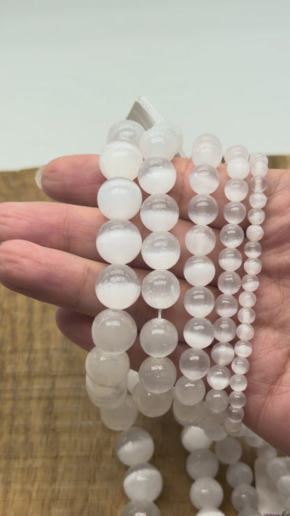 Fil de perle Sélenite Oeil de chat A