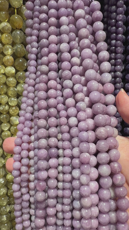Fil de perle Lépidolite clair A+