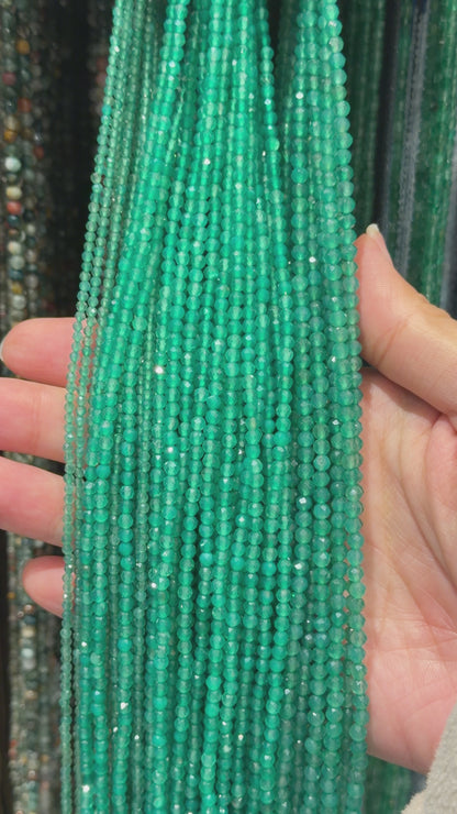 Fil de perles facettées Agate verte A