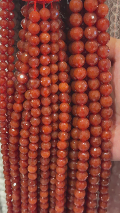 Faceted Carnelian Bead Strand