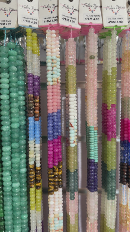 Fil de perle rondelles Jade teinté 4x6 mm (7 coloris disponible)