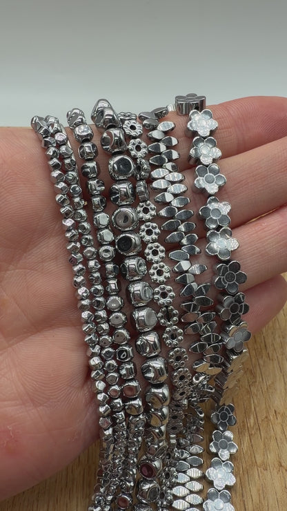 Fil de perle Hématite electroplaquée argenté HEA (235 à 239)