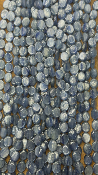 Fil de perle ovale en Cyanite bleue 8x10 mm