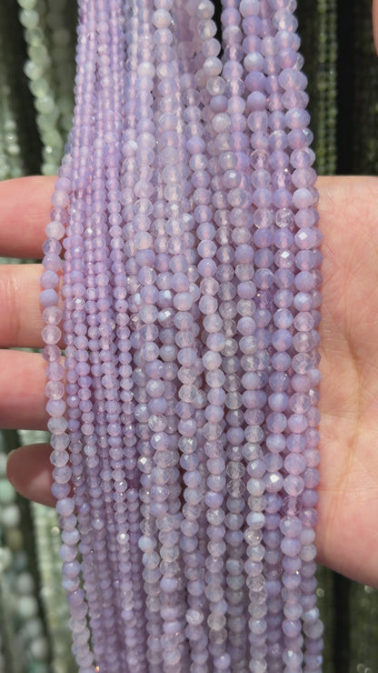 Fil de perles facettées Jade lilas de Birmanie A