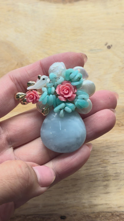 Broche Aiguë marine AAA 8x4 cm