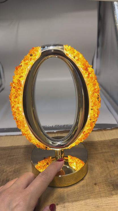 Lampe Ovale en Ambre 21x14 cm – Rechargeable & Tactile