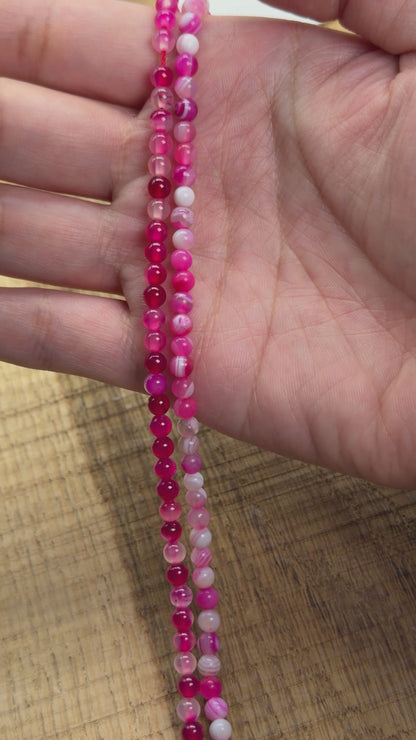 Fil de perle Agate rose chauffée