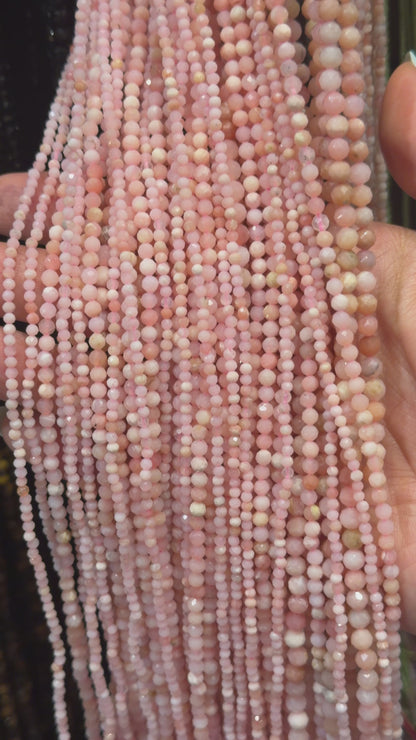 Fil de perles facettées Opale rose des Andes